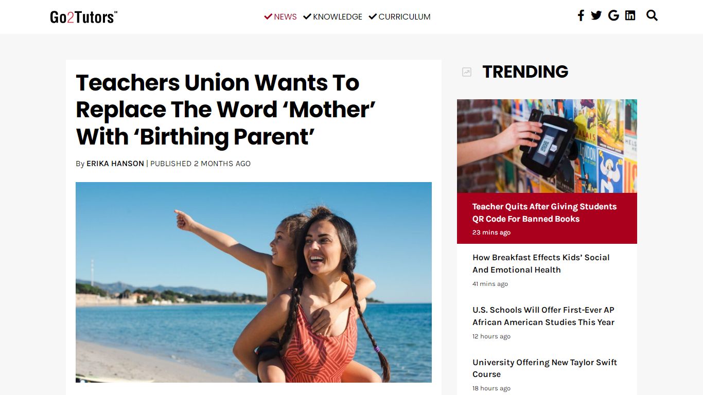 Teachers Union Wants To Replace The Word ‘Mother’ With ‘Birthing Parent’