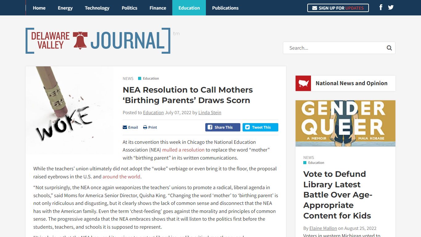 NEA Resolution to Call Mothers 'Birthing Parents' Draws Scorn - DV Journal